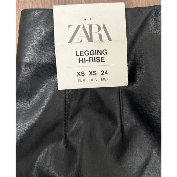 Zara Faux Leather Leggings Size XS Womens Black High Rise NWT Blogger Favorite - Picture 7 of 11